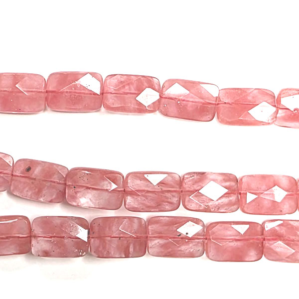 CHERRY QUARTZ FACETED RECTANGLE 13X18MM